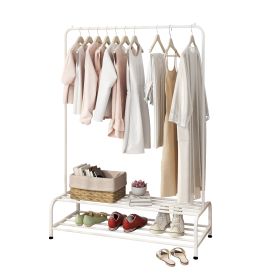 Clothing Garment Rack with Shelves, Metal Cloth Hanger Rack Stand Clothes Drying Rack for Hanging Clothes RT