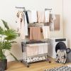 4-tier Clothes Drying Rack with Rotatable Side Wings and Collapsible Shelves