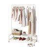 Clothing Garment Rack with Shelves, Metal Cloth Hanger Rack Stand Clothes Drying Rack for Hanging Clothes,with Top Rod Organizer Shirt Towel Rack and