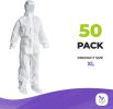 Disposable Coveralls with Hood; Boots; Elastic Wrists; Pack of 50 X-Large White Hazmat Suits Disposable; SMS 60gsm White Paint Coveralls Disposable; W