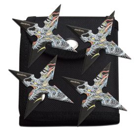 4-INCHÂ 4 Points Throwing Stars with Pouch - 4 Pack