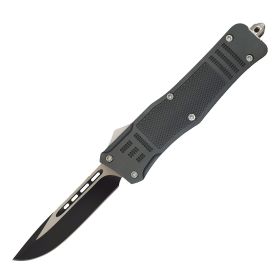 Automatic OTF Knife w/ Belt Clip (Color: Gray, size: large)