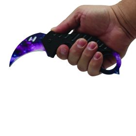 Karambit 5.25" Knife (Model: Purple Galaxy / Silver Handle)