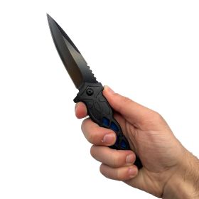 3.75" Weave Pattern Knife With ABS Handle (Color: Black)