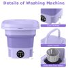 Portable Washing Machine Foldable Laundry Machine with Detachable Drain Basket 3 Modes Electric Clothes Washer for Underwear Socks Towels Baby Clothes